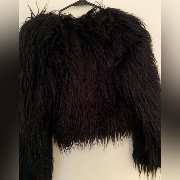 Shaggy black faux fur coat - Picture 4 of 6